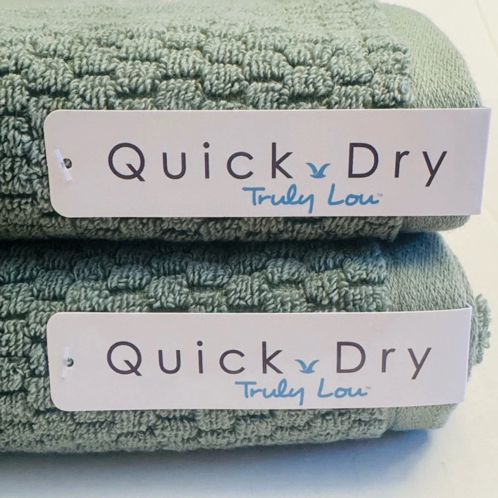 4pc TRULY LOU Quick Dry Zero Twist Cotton Bath Towel Set - Oil Green